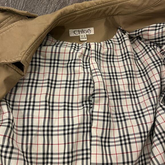 Chloé Phoebe Philo Era Vintage Tan Trench Coat Resin Buckles Belted Sz Small EUC - Picture 14 of 16